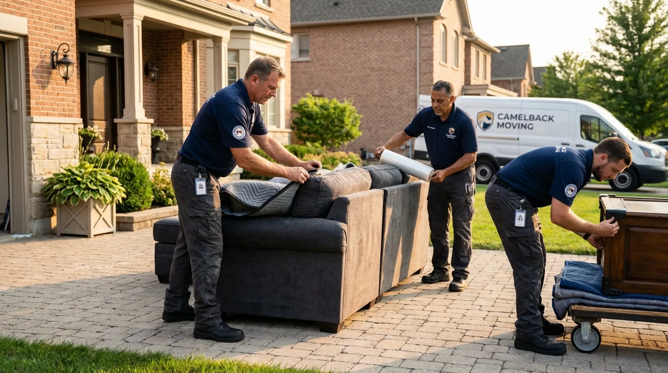 Large estate moving crew wrapping furniture in Schriever, LA